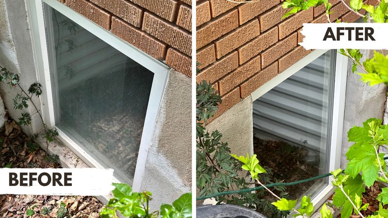 Hard water stain removal on windows - before and after results