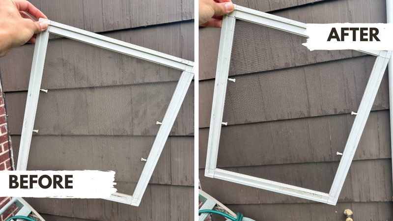 Window screen cleaning before and after - Salt Lake City home